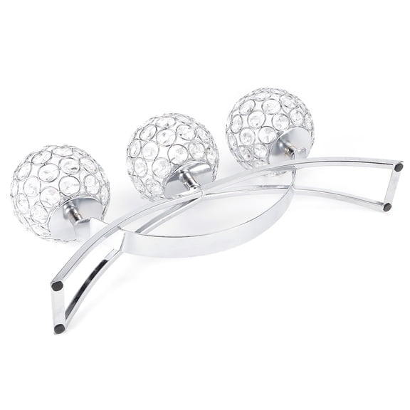 3 Arms European Classic Arch Iron Crystal Ball Romantic Candlelight Dinner Candlestick(Sliver)