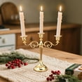 thumbnail image 1 of 3 Arms Metal Candelabra Candlestick, Gold European Elegant Candle Holder, Candle Stand for Wedding Dining Table, Christmas Party Home Decoration, Candlelight Dinner, 1 of 6