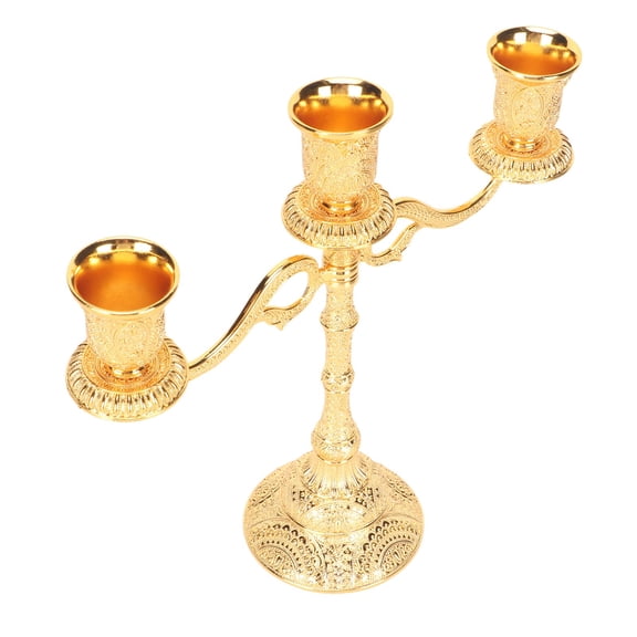 3 Arms Metal Candelabra Vintage Style Elegant Candlestick Holder Tabletop Candle Stand for Home Wedding Restaurant Christmas Dinner, 7.87 x 3.54 in / 20.00 x 9.00 cm