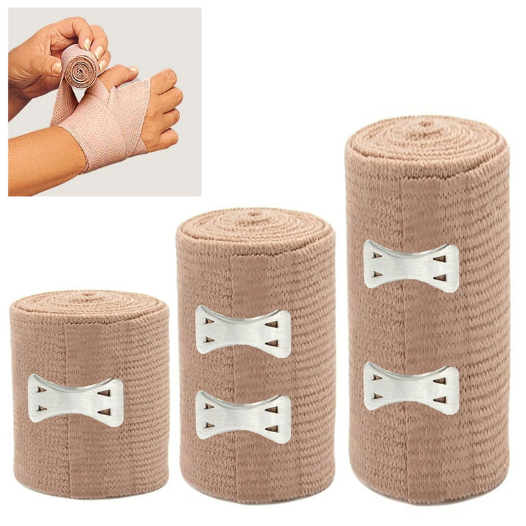 3 Assorted Elastic Bandage Adhesive Flexible Fabric First Aid Wrap