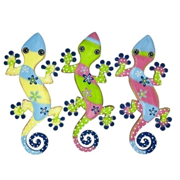3 Assorted Small Wood Gecko Wall Plaques 12 Inches