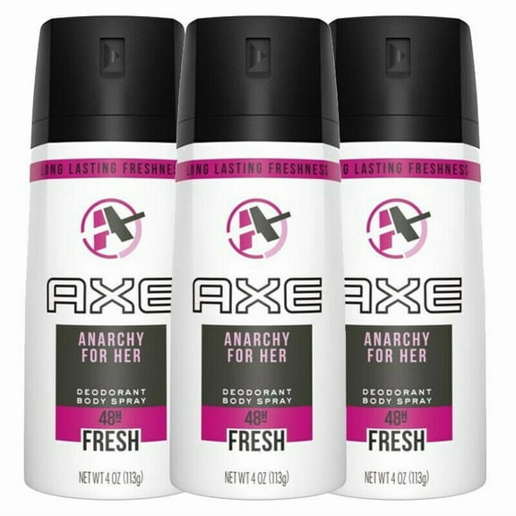 3 Axe Anarchy for Her Deodorant Body Spray, Deodorant for Women Fragrance 4 oz.