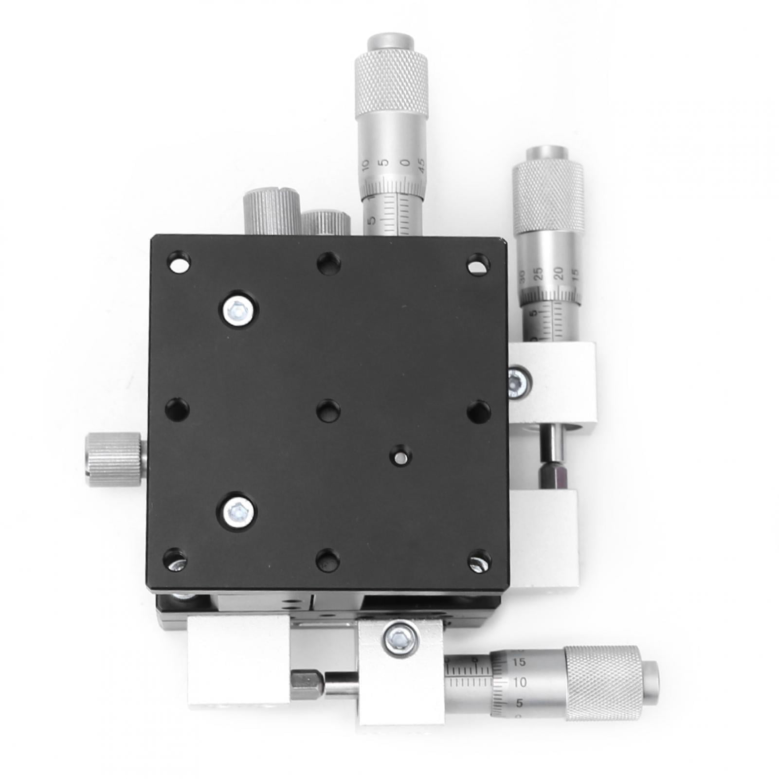 Piattaforma Di Posizionamento Lineare A 3 Assi XYZ 60x60 Mm, Modello LD60-LM, Con Corsa XY ±6,5 Mm E Z 10 Mm, Precisione 0,03 Mm, Per Misure Ottiche E Regolazioni Di Precisione