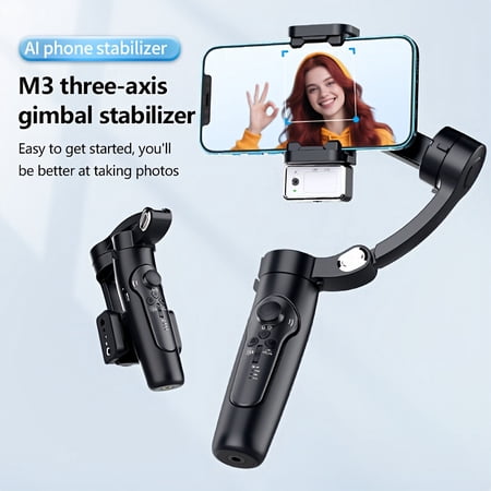 3-Axis Phone Gimbal: AI Face/Hand Tracking, Gesture Control, Detachable Remote with Fill Light, Time-Lapse/Panorama for TikTok/YouTube, 8H Battery & Tripod Included