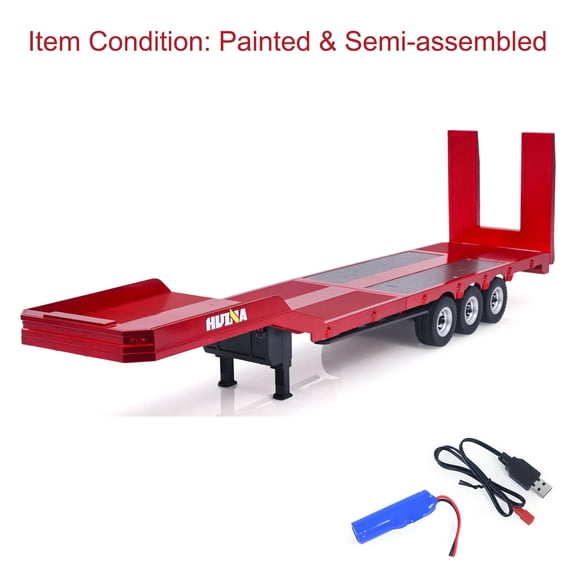 3 Axle Plastic Semi Trailer Flatbed 1502 for 1/18 Remote Control Tractor Truck HUINA 1501 RC Lorry Car Model Upgrade Parts
