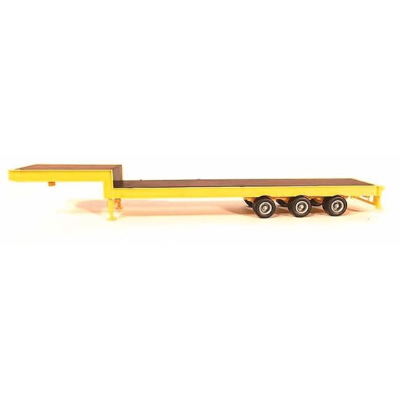 Promotex 005482Y 1-87 Scale 3-Axle Step Deck Equipment Trailer with Ramps HO Plastic Model - Yellow