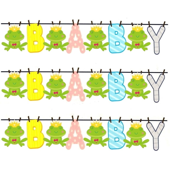 3 ~ Baby Shower Clothesline & Frog Designer Strip ~ Edible Cake / Cupcake Topper!!!