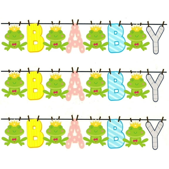 3 ~ BABY Shower Clothesline & Frog Designer Strip ~ Edible Cake / Cupcake Topper!!!