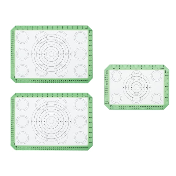 3 Count, Green Silicone Baking Mats, Includes 2 Large Silicone Baking Mats & 1 Small Silicone Baking Mat, by Way To Celebrate