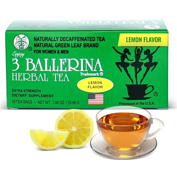 3 Ballerina Herbal Tea Extra Strength Lemon Flavor (1 Pack-18 Tea Bags)