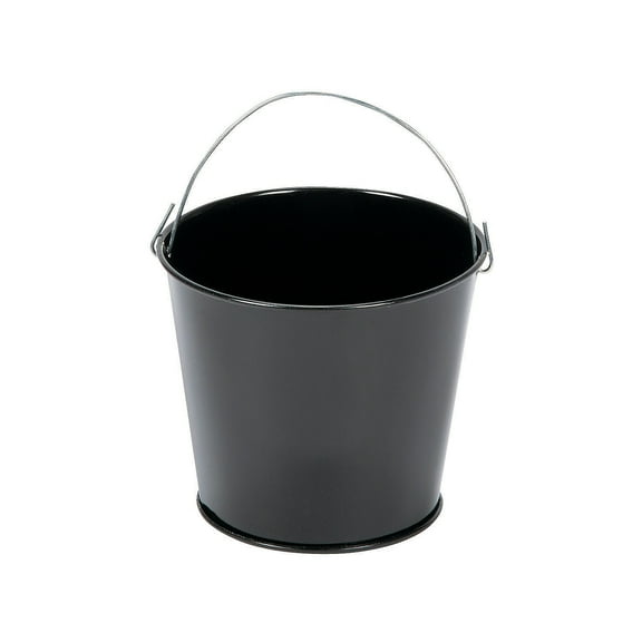 3" BLACK METAL PAILS W/ HANDLES - Party Supplies - 12 Pieces