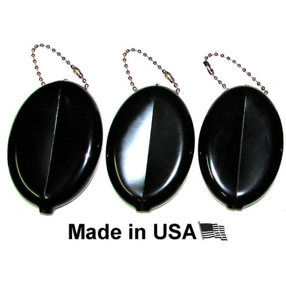 3 Black Squeeze Purses for Men & Women | Holds Change - Small Items - Keys | Made in USA