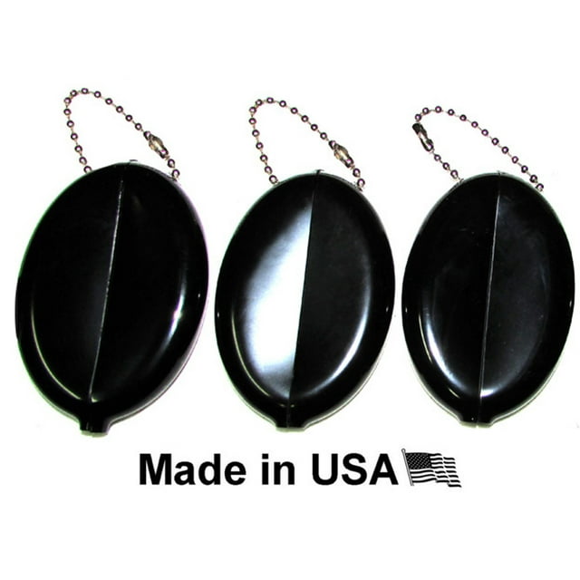 3 BLACK SQUEEZE COIN HOLDERS | Great for Travel Multi-purpose | Made in USA