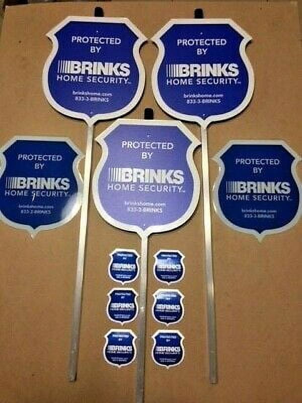 3 BRINKS Reflective Alarm Security Yard Signs on Aluminum 30" Yard
