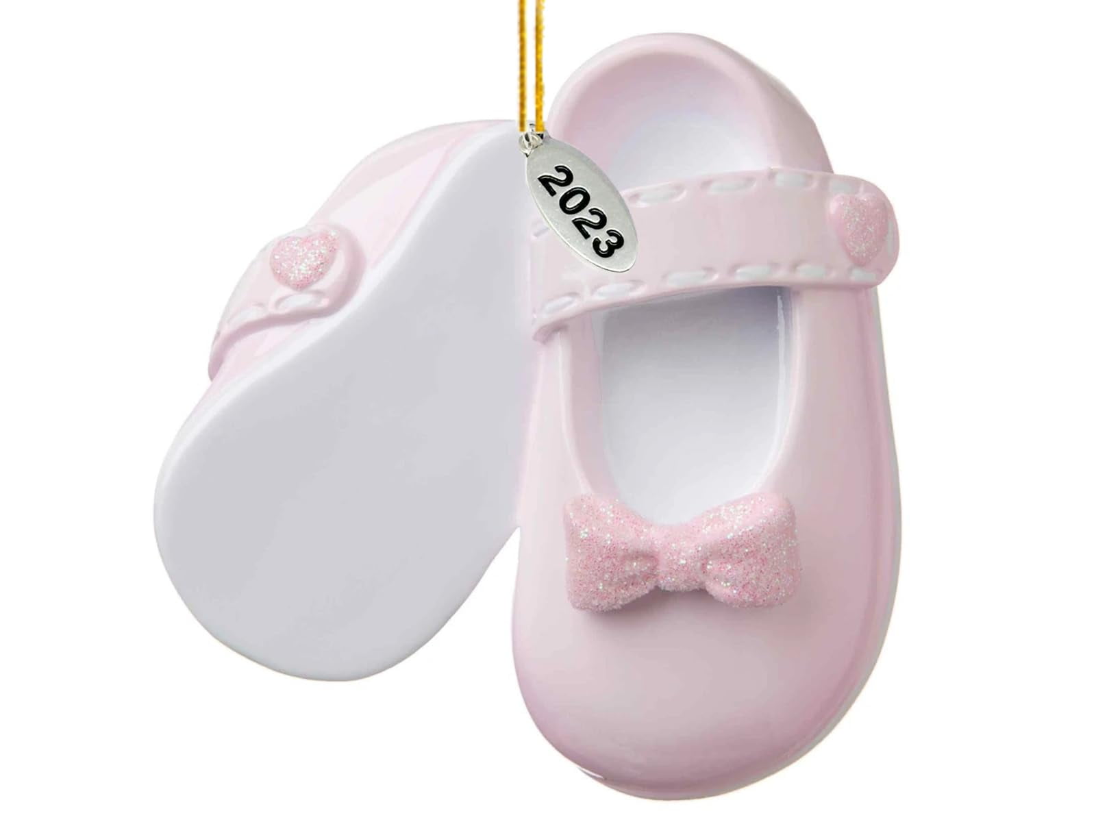 3" Baby Girl Shoe Ornament Babys First Christmas Ornament 2023 Pink