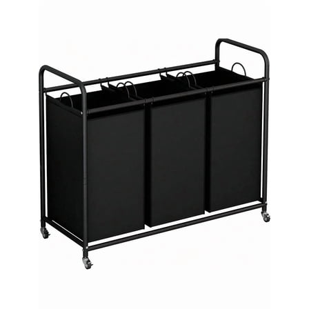 Heavy Duty 3-Bag Rolling Laundry Sorter Cart with Lockable Wheels & Removable Bags for Home Organization. Perfect Gift For 2026!