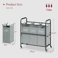 thumbnail image 1 of 3-Bag Laundry Sorter Cart with Lockable Wheels, Heavy Duty Storage Basket for Clothes, 1 of 7
