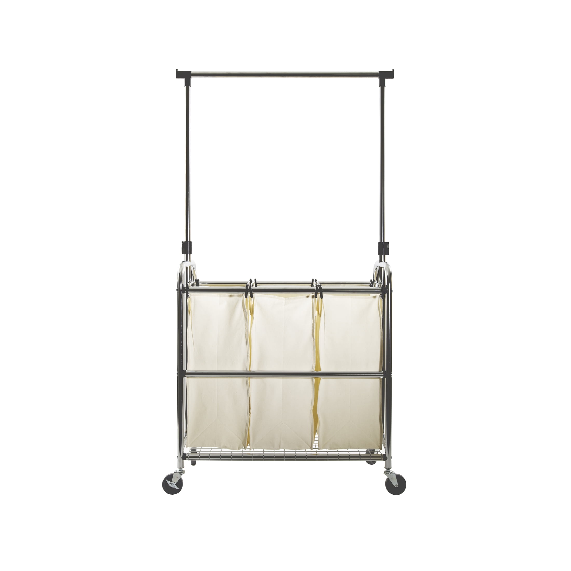 3Bag Laundry Sorter with Hanging Bar