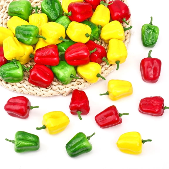 3 Bags 3 Colors Mini Foam Imitation Bell Pepper Simulation Vegetable for Dollhouse Accessories Pretending Prop Decorations Mixed Color