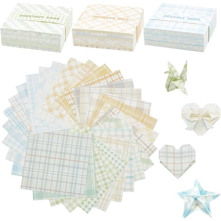 3 Bags 3 Style Square Memo Paper Tartan Pattern Writting Paper Plaid Notes for Office & School Mixed Color 80x80x0.1mm 200pcs/bag 1bag/color