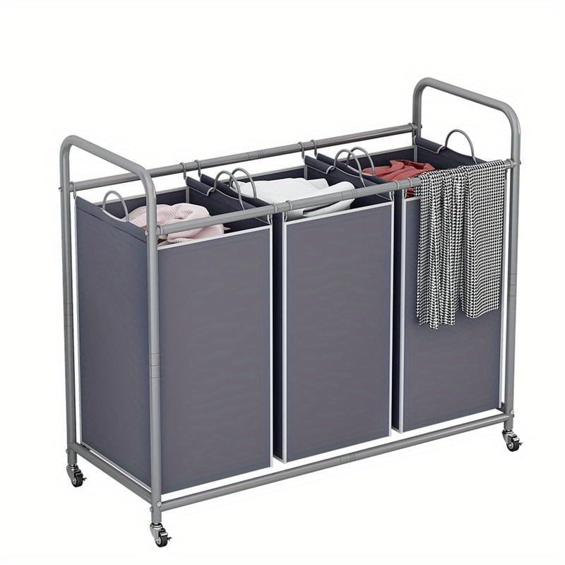 3 Bags Laundry Sorting Cart, Laundry Basket Sorting Basket with Heavy