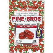 3 Bags of 30ct Pine Bros Wild Cherry. For temporary relief of minor discomfort and protection of irritated areas in sore mouth and sore throat