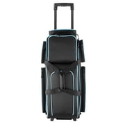 3 Ball Bowling Bag with Wheels, Double Roller Bowling Bag with Separate Shoe Compartment, Large Capacity Main Section for Balls, Accessories Pocket, Mesh Top Pocket, Durable Oxford Fabric