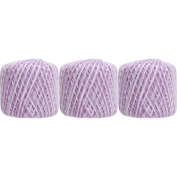 3 Ball Pack Threadart 100% Pure Cotton Multicolor Crochet Thread - Size 10 - Color 47 - Variegated Lavenders