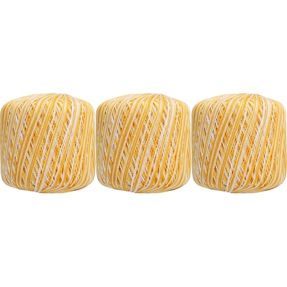 3 Ball Pack Threadart 100% Pure Cotton Multicolor Crochet Thread - Size 10 - Color 51 - Variegated Sunburst