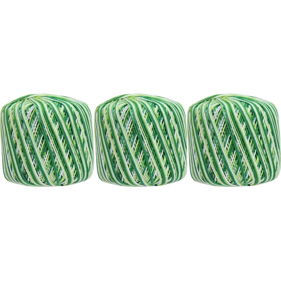 3 Ball Pack Threadart 100% Pure Cotton Multicolor Crochet Thread - Size 3 - Color 50 - Variegated Garden Greens