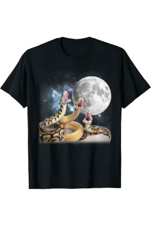 3 Ball Python Snakes Howling At The Moon Funny Python T-Shirt