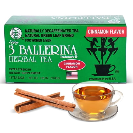 3 Ballerina Herbal Tea Cinnamon Flavor 18 Teabags (1 Pack)