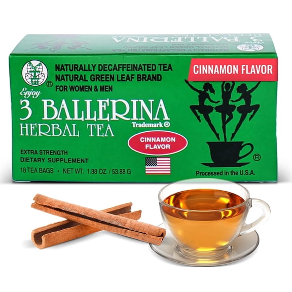 3 Ballerina Herbal Tea Cinnamon Flavor 18 Teabags (1 Pack)