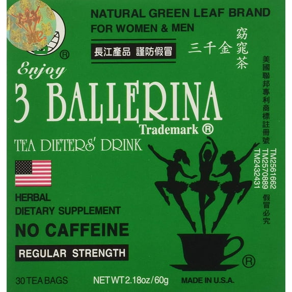 3 Ballerina Herbal Tea Dieters' Drink Regular Strength (3 boxes x 30 bags)