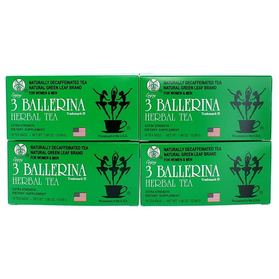3 Ballerina Herbal Tea Extra Strength 18 Count Pack of 4