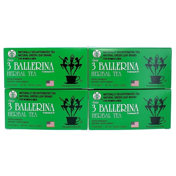 3 Ballerina Herbal Tea Extra Strength 18 Count Pack of 4