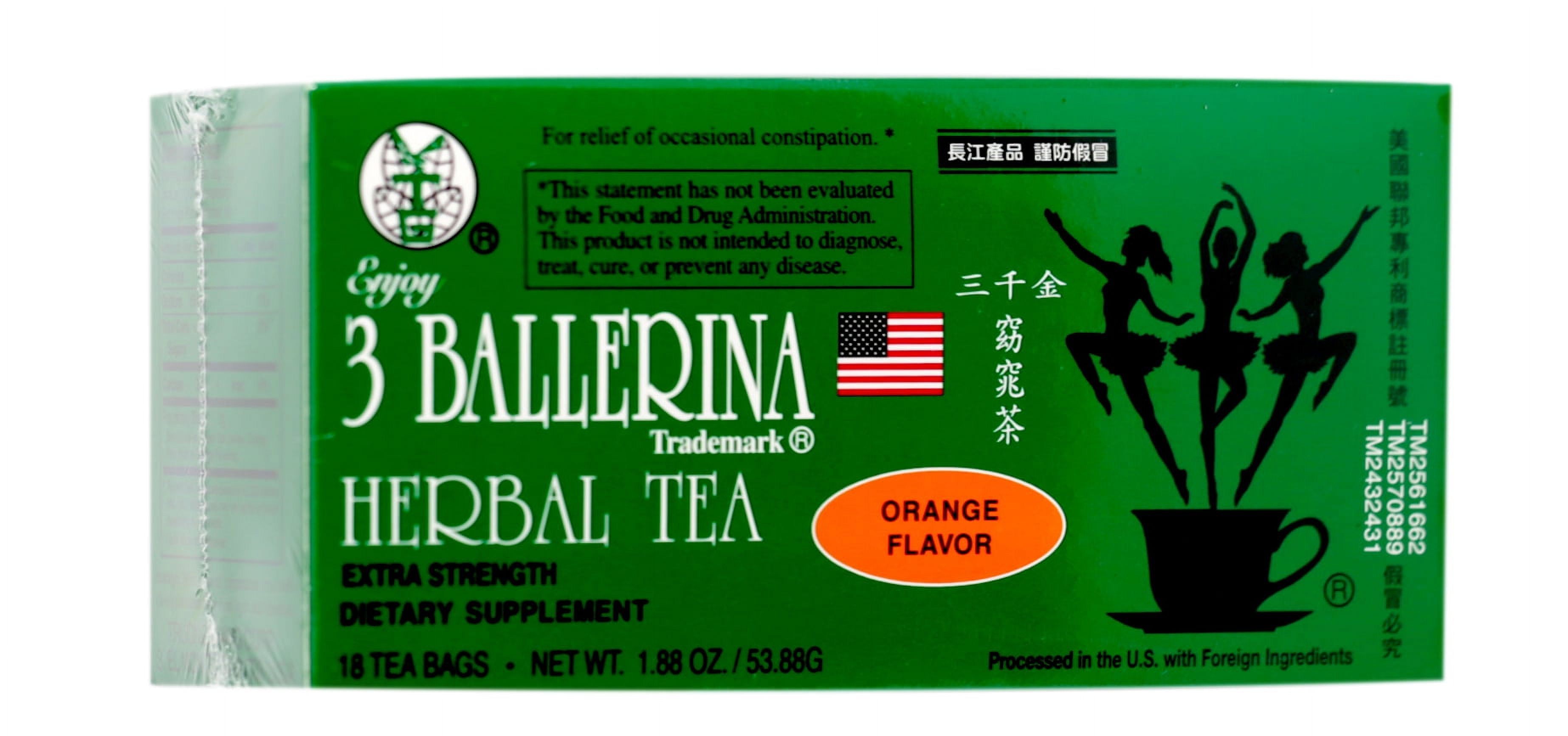 3 Ballerina Herbal Tea For Men And Women Extra Strength Orange Flavor 