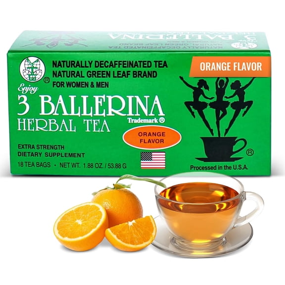 3 Ballerina Herbal Tea Bags Orange Flavor Extra Strength, 1PK, 18 Count