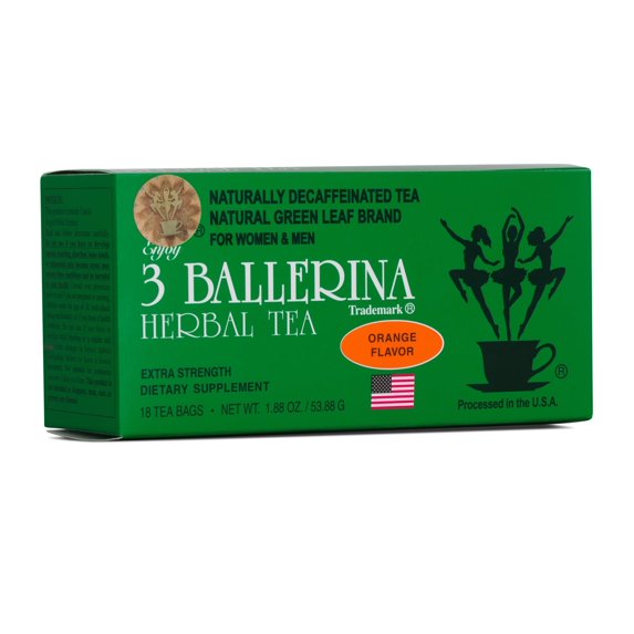 3 Ballerina Herbal Tea Bags Orange Flavor Extra Strength Dieters' Drink 18 Count