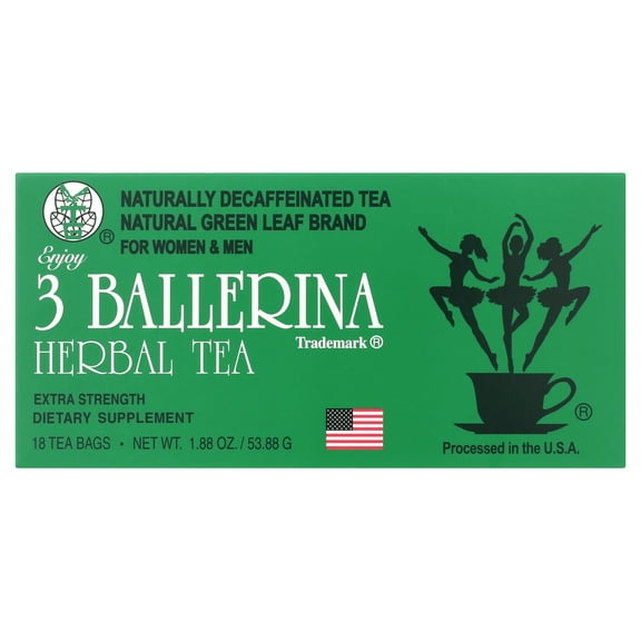 3 Ballerina Herbal Tea Men And Women Dieters' Drink Extra Strength Original Flavor 18 Tea Bags (1 PK)