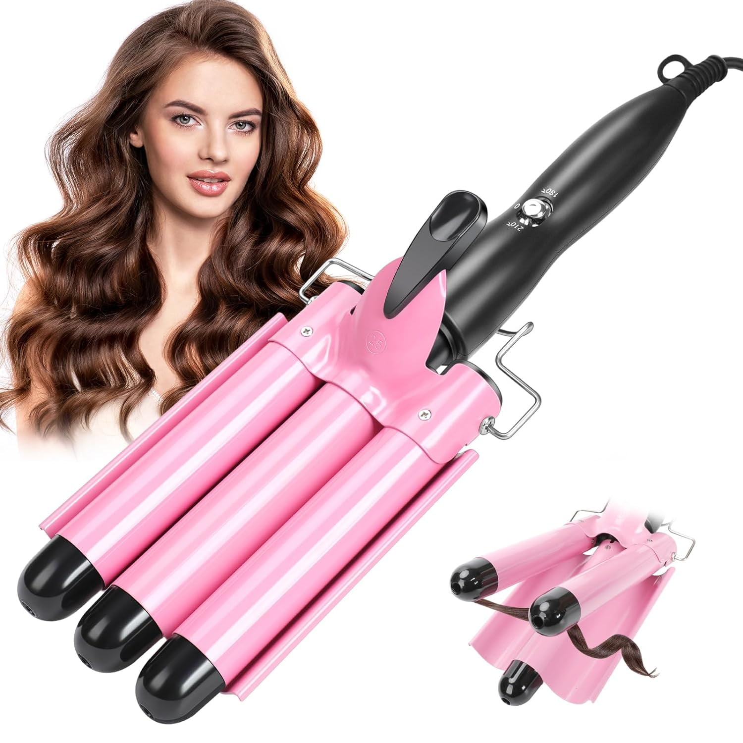 3 Barrel Curling Iron Hair Crimper25mm Ceramic Tourmaline Hair Iron