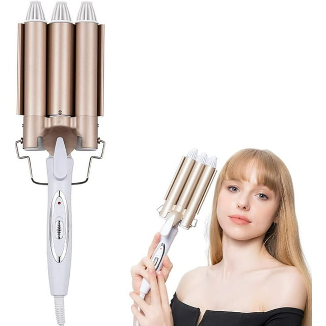 3 Barrel Curling Iron Wand, 1 inch Ceramic, Fast Heating, Adjustable