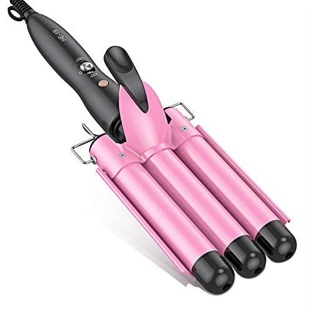 3 Barrel Curling Iron,USTAR Waver Iron Hair Curling Iron Wand 1 inch, Ceramic Tourmaline Crimper Hair Iron 25mm Temperature Adjustable Portable Hair Waver for Women/Girl Heat Up Quickly
