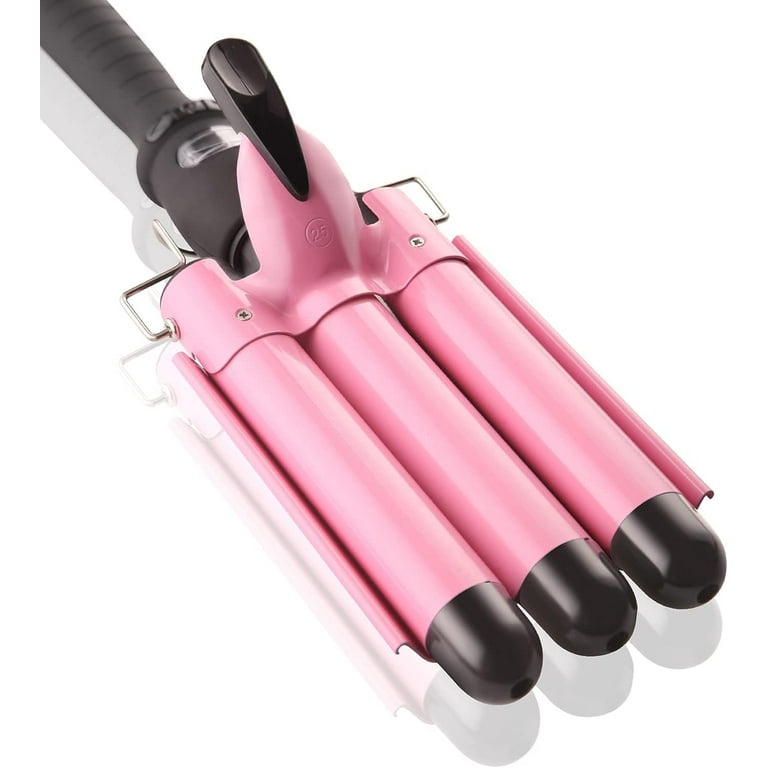 3 Barrel Curling Iron Wand Dual Voltage Hair Crimper with LCD Temp