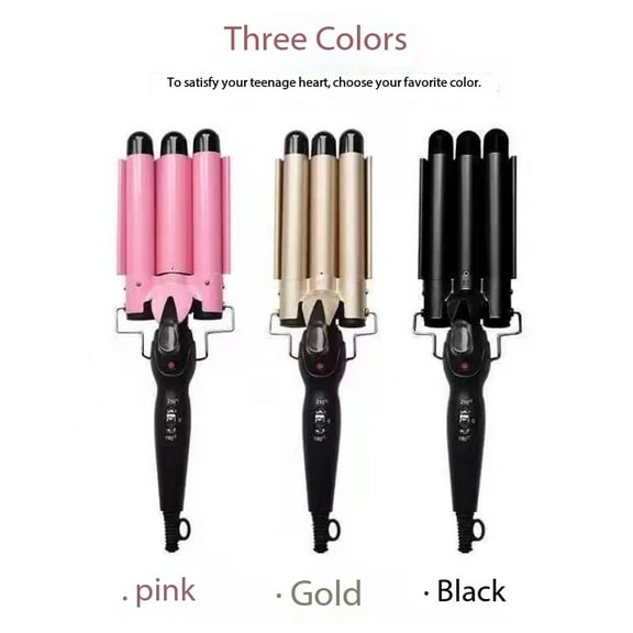 3 Barrel Hair Curling Iron -  2025 new Triple Wave Curler for Beachy Waves, Egg Curls & Water Ripple Styling（Color: Gold Barrel Diameter: 22mm）