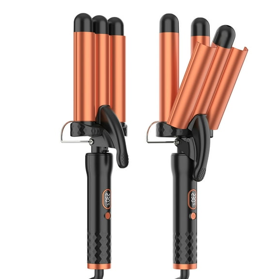 3 Barrel Hair Waver, 1 Inch Ceramic Tourmaline Hair Crimper Iron for Deep Waves, Professional Fast Heating Waver Curling Iron with Adjustable Temperature for Long-Lasting Beachy Waves