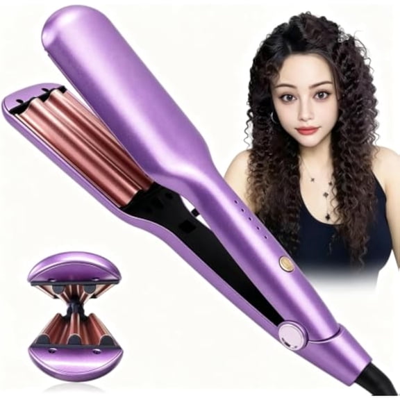 3 Barrel Hair Waver, 9mm Egg Roll Curling Iron for Deep Waves, Ceramic Tourmaline, 5 Temp 160-210C, 30s Heat, Anti-Scald, All Hair Types for Hair Volume Salon Tool