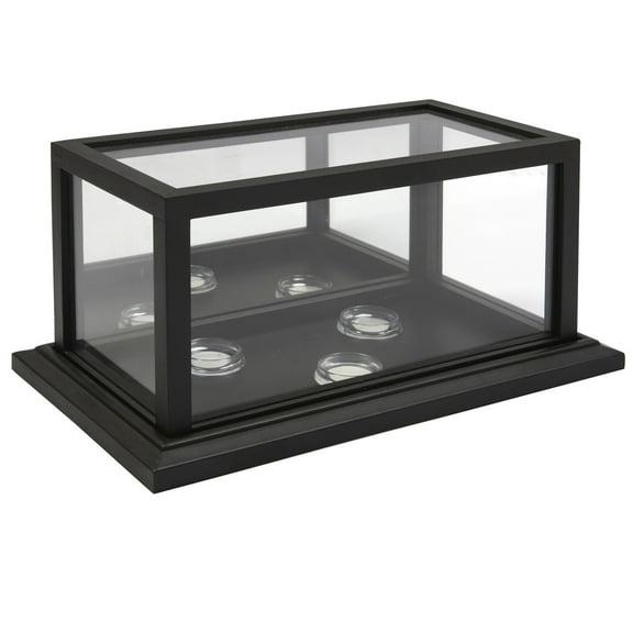3 Baseball Black Display Case with Mirror Back by Studio Dcor - Glass-enclosed Stand for Autographed Balls and Collectors Items - 1 Pack