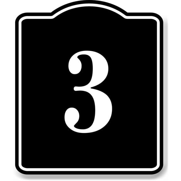 3 Bay Garage Door Plate Field Lane Gate Number BLACK Aluminum Composite Sign, 20"x24"