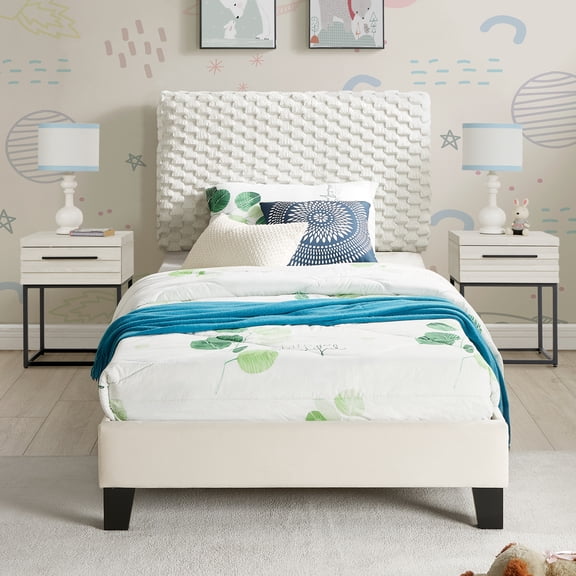 3 Bedroom For Twin: 3d Upholstered Bed And Stunning Nightstands From Twin : With Lovely